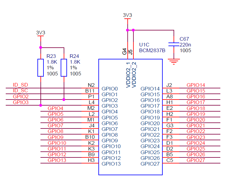  Raspberry Pi 3 Model B+ の 回路図